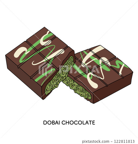 Dubai chocolate line art illustration Dubai chocolate line art illustration 122811813