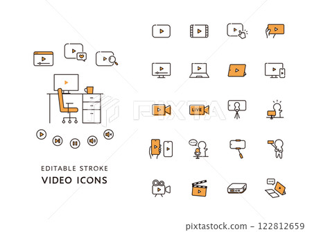 Video playback icon set (color) 122812659