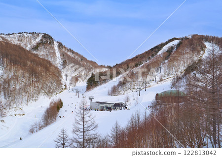 從群馬縣川場村川場滑雪場的纜車（櫻川急行）上眺望東北坡 122813042