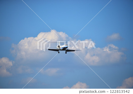 Self-Defense Forces aircraft, multi-purpose support aircraft U-4, landing position, Iruma Air Base, blue sky Self-Defense Forces aircraft, multi-purpose support aircraft U-4, landing position, Iruma Air Base, blue sky 122813542