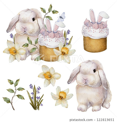 set of Easter Bunny with Floral Cupcake set of Easter Bunny with Floral Cupcake 122813651