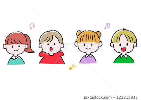Smiling children singing songs Smiling children singing songs 122813933