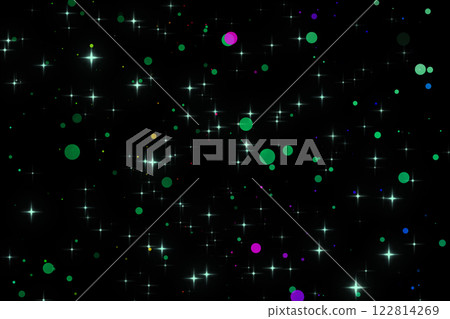 CG image of circular particles and sparkling emerald green stars CG image of circular particles and sparkling emerald green stars 122814269