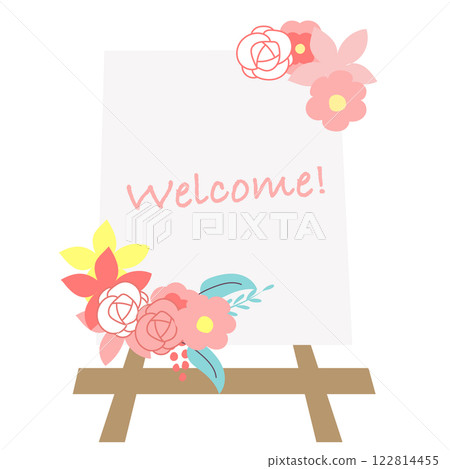 Illustration of a stylish and cute wedding welcome board 122814455