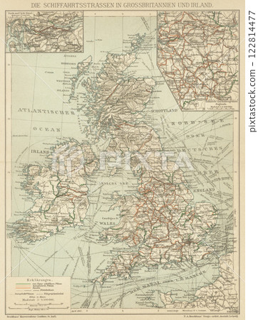 Early 20th Century World Map, UK and Ireland, Sea Routes 122814477