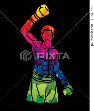 Kickboxing Muay Thai Boxer Boxing Sport Action Fighter Cartoon Graphic Vector Kickboxing Muay Thai Boxer Boxing Sport Action Fighter Cartoon Graphic Vector 122814520