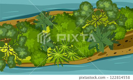 Lush Island Surrounded by Water Lush Island Surrounded by Water 122814558