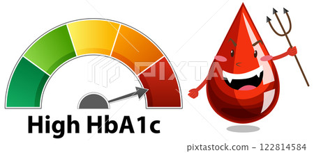 High HbA1c Level Indicator Illustration High HbA1c Level Indicator Illustration 122814584