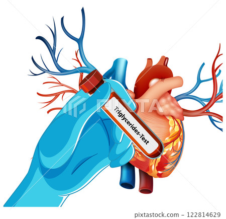 Medical Blood Test and Heart Illustration 122814629