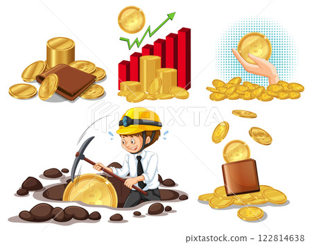 Bitcoin Mining and Financial Growth Illustration 122814638