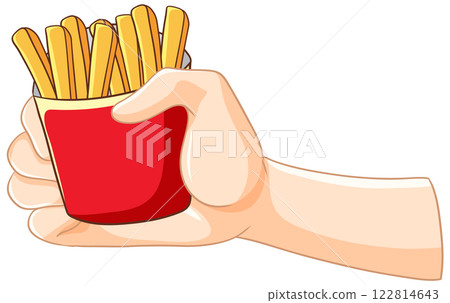 Hand Holding French Fries Illustration Hand Holding French Fries Illustration 122814643