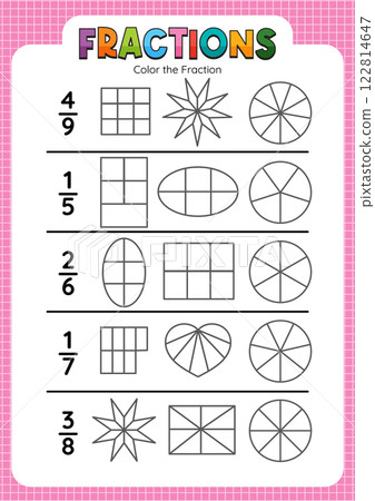 Color the Fraction Worksheet for Kids Color the Fraction Worksheet for Kids 122814647