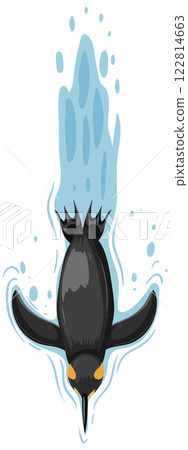 Diving Penguin in Ocean Waters Diving Penguin in Ocean Waters 122814663