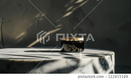 Cosmetic cream in a glass jar. Skin care concept. Background for beauty products Cosmetic cream in a glass jar. Skin care concept. Background for beauty products 122815189