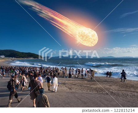 Meteorite falling into the ocean and coastal residents 122815214