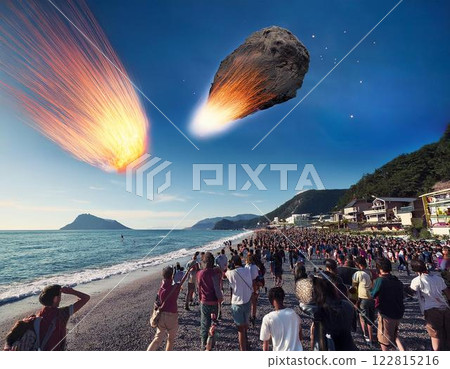 Meteorite falling into the ocean and coastal residents Meteorite falling into the ocean and coastal residents 122815216