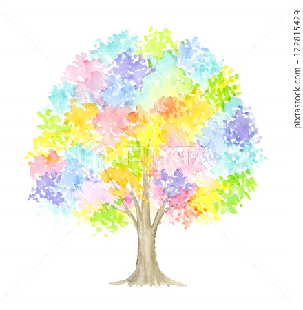 Colorful trees painted with watercolors 122815429