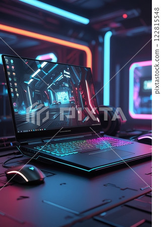 Neon gaming laptop 122815548