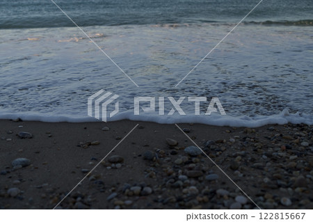 Antibes beach with sunset light 122815667