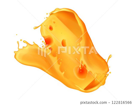Cheese block with melted liquid splash Cheese block with melted liquid splash 122816566
