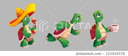 Funny turtles set isolated on background 122816578
