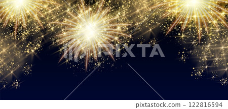 Festive firework border with golden explosions Festive firework border with golden explosions 122816594