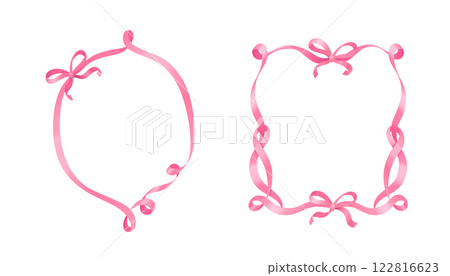 Coquette pink ribbon frames with elegant bows 122816623