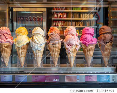 五彩繽紛的冰淇淋甜筒 122816795