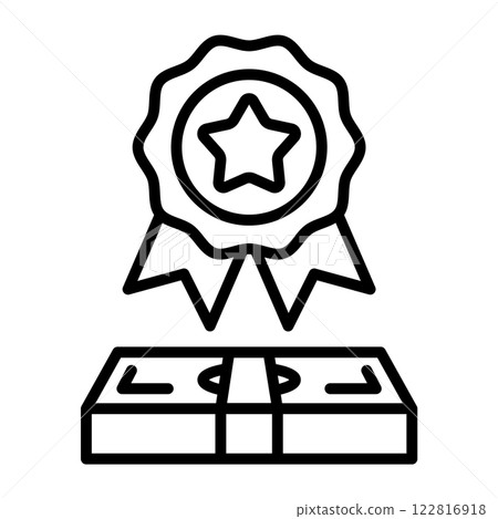 Special award icon. With medal and money. 122816918