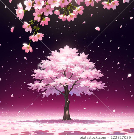 櫻花花瓣落背景 122817029