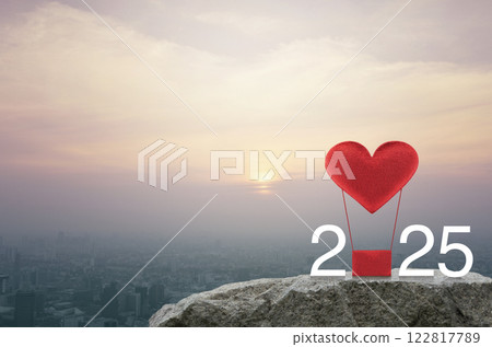 Happy new year and Valentines day 2025 concept Happy new year and Valentines day 2025 concept 122817789
