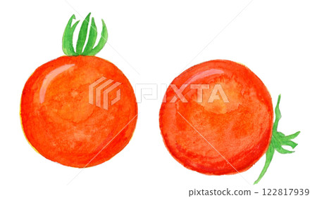 Hand drawn watercolor illustration of fresh cherry tomatoes Hand drawn watercolor illustration of fresh cherry tomatoes 122817939