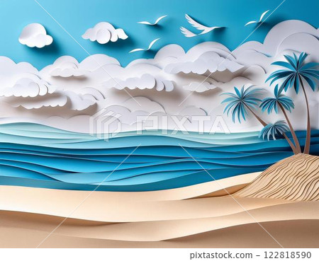 Tropical beach illustration 122818590