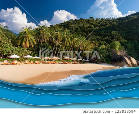 Tropical beach illustration 122818594