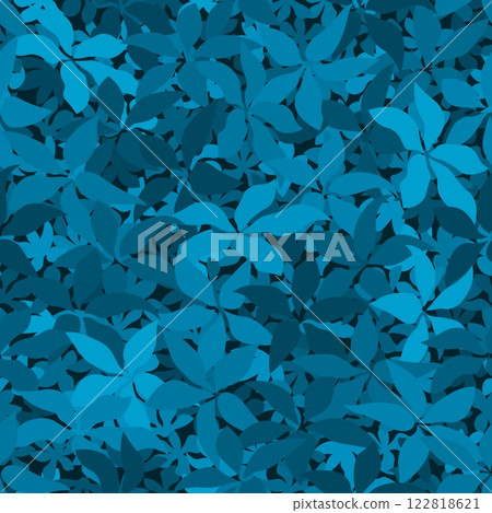 Modern monotone marine blue leaves with foliage pattern background 122818621