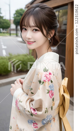 A young lady in kimono 122818622
