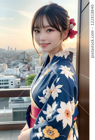 和服的一位年輕女士 122818640