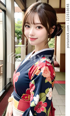 A young lady in kimono 122818648