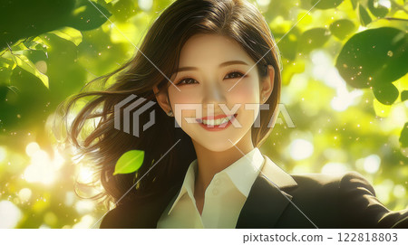 綠樹成蔭的商界女性 122818803