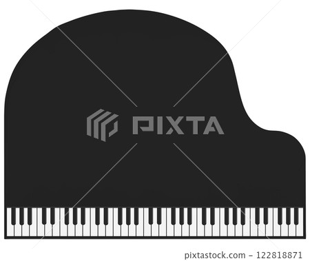 A wide black grand piano seen from above A wide black grand piano seen from above 122818871
