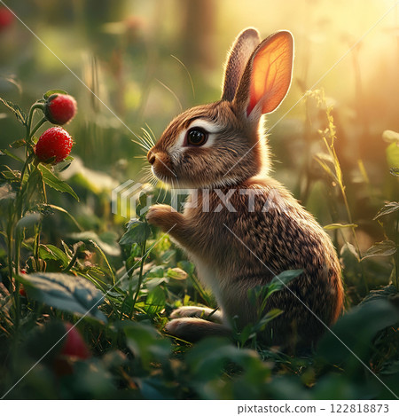 Bunny in green grass closeup 122818873