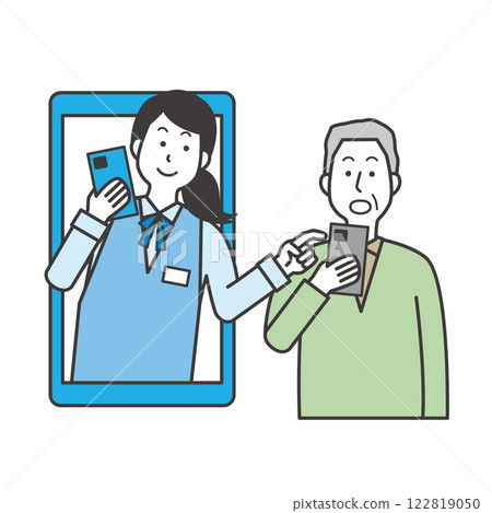 A woman teaching smartphone operation A woman teaching smartphone operation 122819050