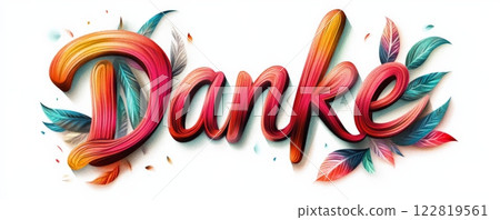 Danke - Thank you in German. Modern calligraphy colorful lettering text Danke - Thank you in German. Modern calligraphy colorful lettering text 122819561
