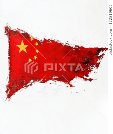 Abstract grunge watercolor flag of China. Template background for national holidays,  poster, banner, flyer. etc. 122819603