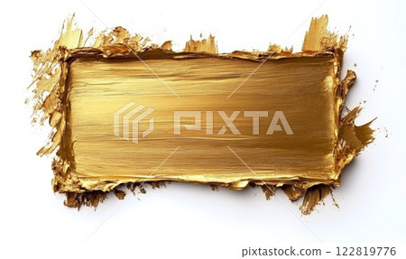 Golden painted grunge abstract banner in rectangle shape 122819776