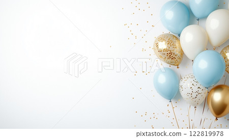 淺藍色和金色氣球的圖像 122819978