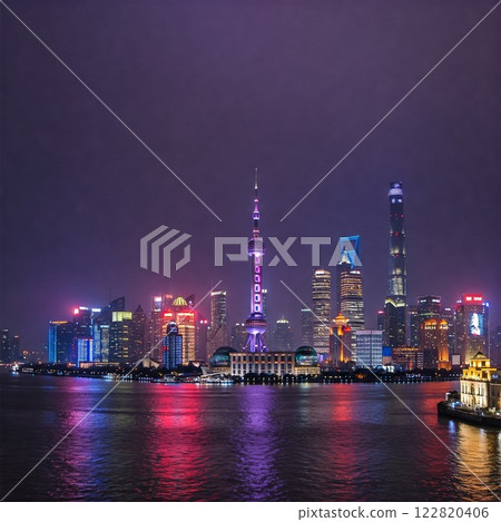 Skytree and night view seen from Sumida River 122820406