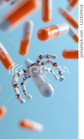 High tech nanobots delivering personalized medicine in futuristic setting 122820418