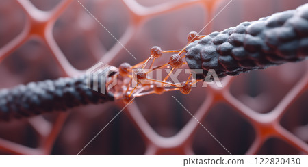 Molecular nanostructure glowing with quantum energy in futuristic setting Molecular nanostructure glowing with quantum energy in futuristic setting 122820430