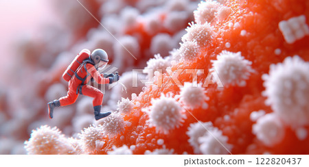 Nanorobots repairing human cells in vibrant, microscopic environment 122820437